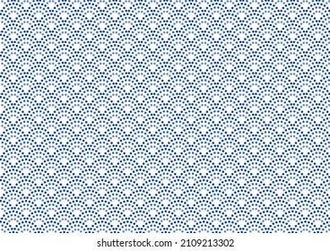 Japanese traditional pattern. Dot pattern wave design. Blue color. Vector illustration.