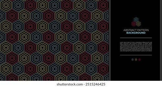 Japanese traditional pattern, Hexagonal pattern with trend retro line style and neon colors