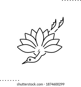 Japanese traditional pattern, japan crane  vector icon in outlines