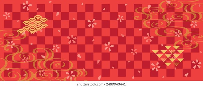 Japanese traditional pattern  red background. vector illustration.