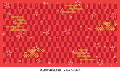 Japanese traditional pattern  red background. Full HD size.
vector illustration.