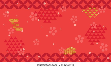 Japanese traditional pattern  red background. Full HD size.
vector illustration.