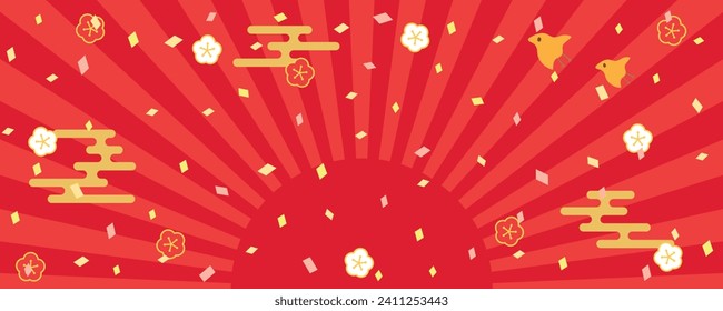 Japanese traditional pattern  red background. vector illustration.