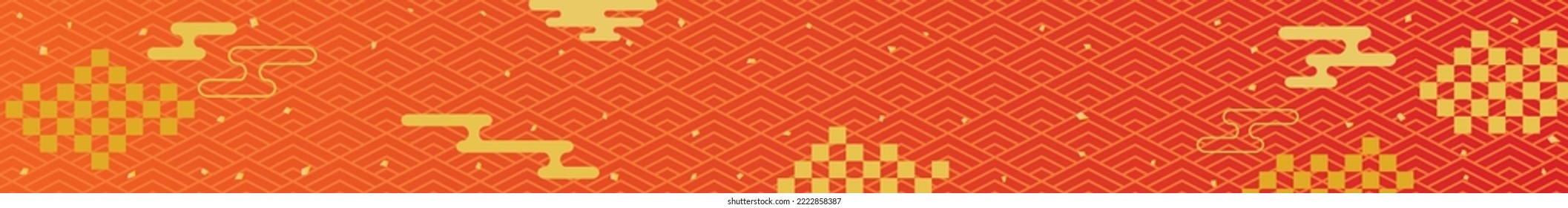 Japanese traditional pattern of the red and gold cloud.