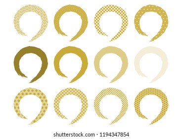 Japanese traditional pattern set: round