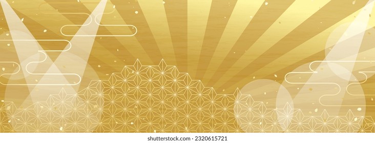 Japanese traditional pattern and spotlight illustration background material