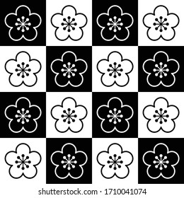 Japanese traditional pattern, square plum blossom pattern