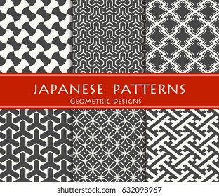 Japanese traditional patterns. Geometric designs.