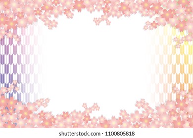 Japanese traditional patterns and spring cherry blossoms