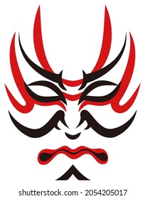 Japanese traditional performing arts Kabuki face makeup shading illustration vector