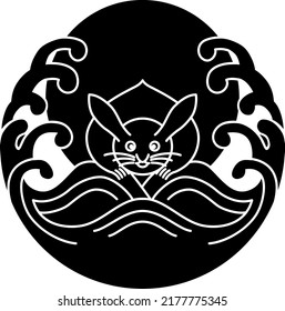The Japanese traditional rabbit family crest, isolated on white background