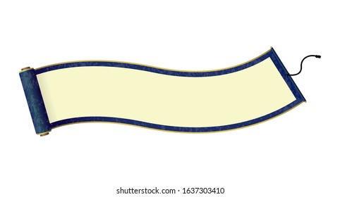 Japanese traditional scroll paper vector illustration / blue