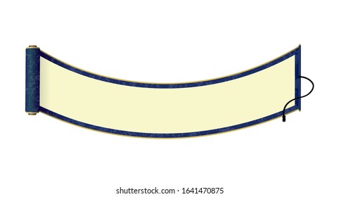 Japanese traditional scroll paper vector illustration / blue