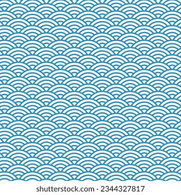 Japanese Traditional Seigaiha (Blue Wave) Pattern Vector Illustration