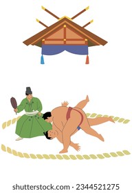 Japanischer traditioneller Sport. Sumo-Ringer.