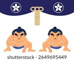 Japanese Traditional Sumo Wrestlers in Grand Tournament