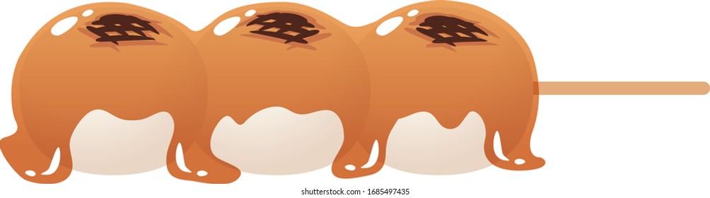 Japanese traditional sweets Mitarashi Dango, Mitarashi dumpling, sweet soy sauce flavor