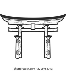 Japanese traditional Torii Gate, entrance to sacred place, religious log arch, vector