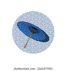 Japanese traditional umbrella illustration in Japanese style