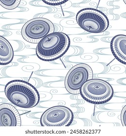 Japanese traditional umbrella seamless pattern,