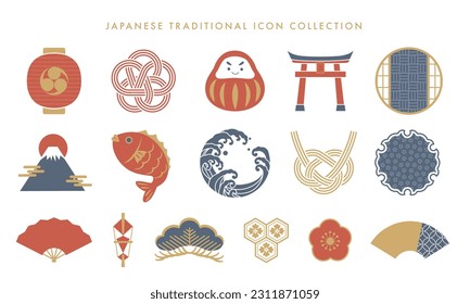 Japanese traditional vector icon collection.