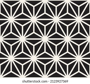 Patrón sin fisuras del vector tradicional japonés. Repetición de elementos de triángulo geométrico. Diseño de fondo monocromo elegante.