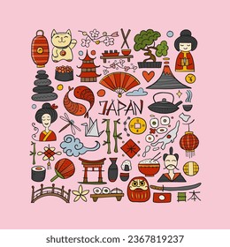 Japanese traditions and culture. Background for your design