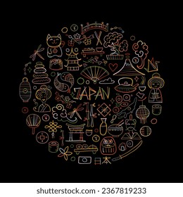 Japanese traditions and culture. Circle frame for your design