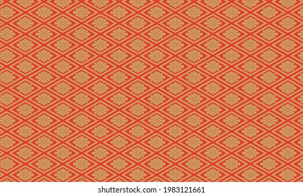 Japanese traditonal pattern , chrysanthemum , Rhombus , gold red