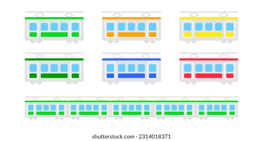 Japanese train, railway cute toy, simple icon illustration color material