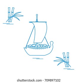 Japanese treasure ship - traditional talismans and New Year's souvenirs. Festive traditions of different countries. 