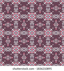 Japanese Tribal Art Flower Vector Seamless Pattern