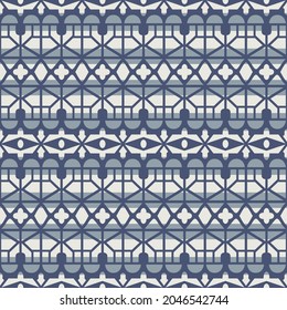 Japanese Tribal Art Line Vector Seamless Pattern