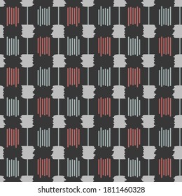 Japanese Tribal Plaid Vector Seamless Pattern
