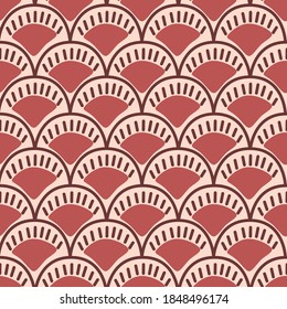 Japanese Tribal Wave Fan Vector Seamless Pattern