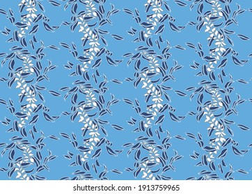 Japanese Tropical Flower Leaf Vector Seamless Pattern