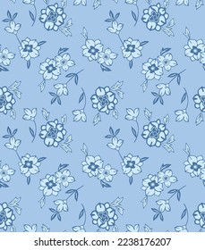 Japanese Tropical Flower Leaf Vector Seamless Pattern