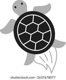 Japanese Turtle Icon Illustration (Monochrome)