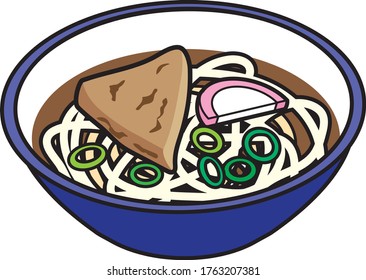 Japanese tyle warm hot Kitsune udon noodles