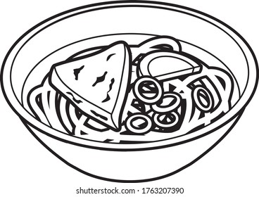 Japanese tyle warm hot Kitsune udon noodles