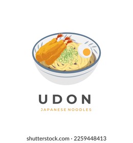 Japanese Udon Noodle Soup Vector Illustration Logo Ready To Serve