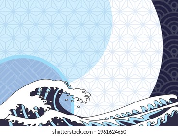 Japanese ukiyo-e style wave background material illustration
