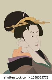 Japanese ukiyo-e, vector illustration