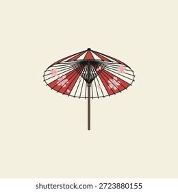 Design de vetor plano ícone de guarda-chuva japonês.