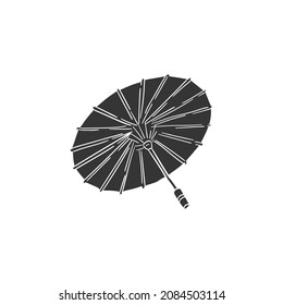 Japanese Umbrella Icon Silhouette Illustration.