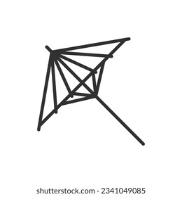 Japanese umbrella, linear icon. Line with editable stroke