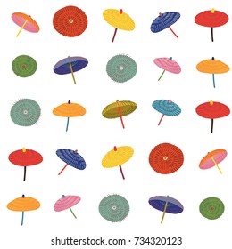 japanese umbrella vector doodle pattern