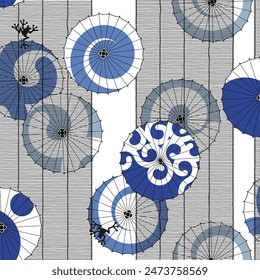 Paraguas japoneses y patrones de ciegos japoneses,