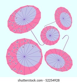 Japanese umbrellas with flowery pattern