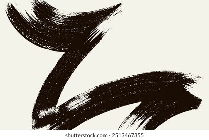 Japanese vector brush stroke, template texture on white background. Design strong brush stroke graphic element, turbulence brush stroke. Paint black strokes brush texture with space for your own text.